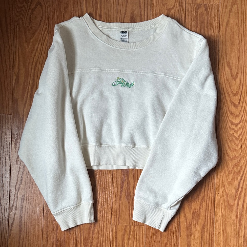 VS Pink Pale Yellow Cropped Sweater Sz XXL